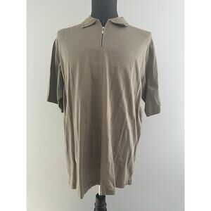 Vintage Cezani Short Sleeve Gold Polo Shirt 1/4 Zip Cotton Size Large SG